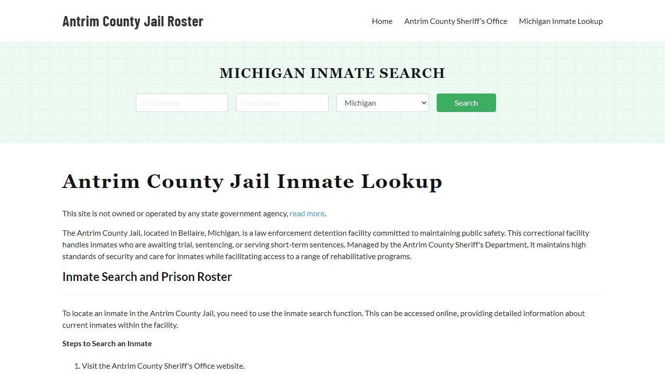 Antrim County Jail Roster Lookup, MI, Inmate Search